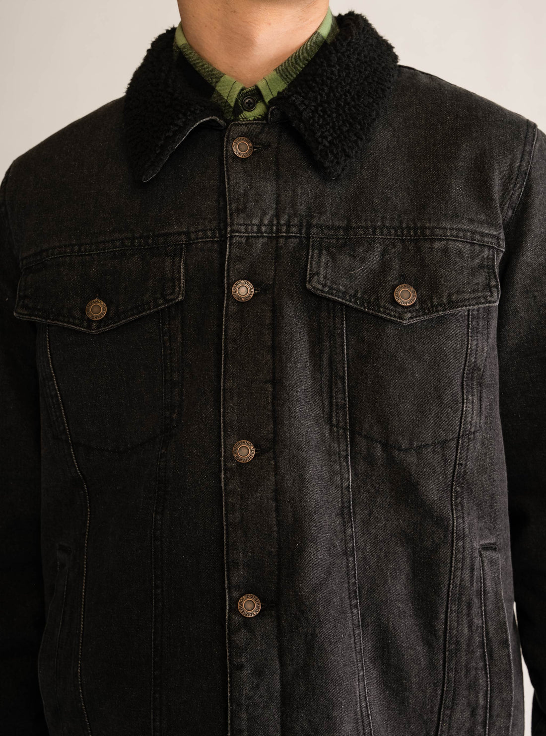 Trucker Denim Jacket, Negro