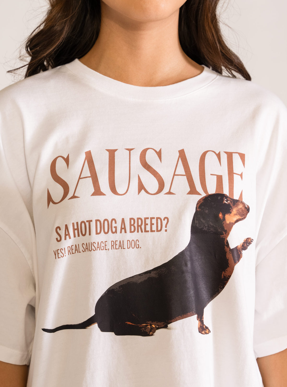 Sausage Oversized Playera, Blanco