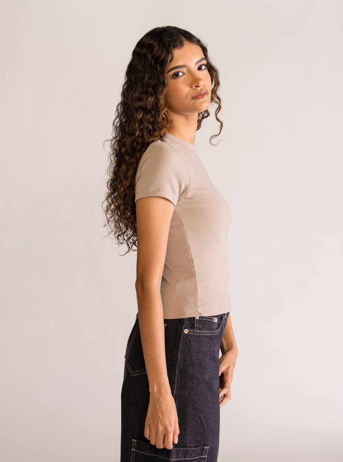 Rib Baby Playera, Beige