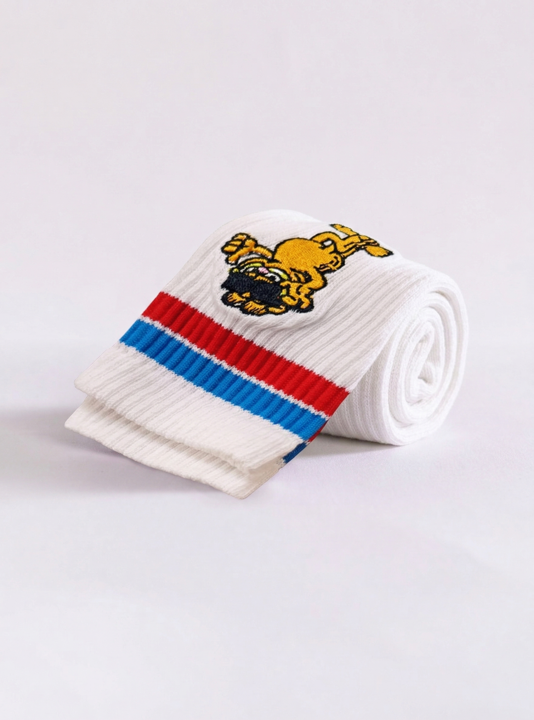 Fat Cat Fits Garfield Embroidery, Blanco