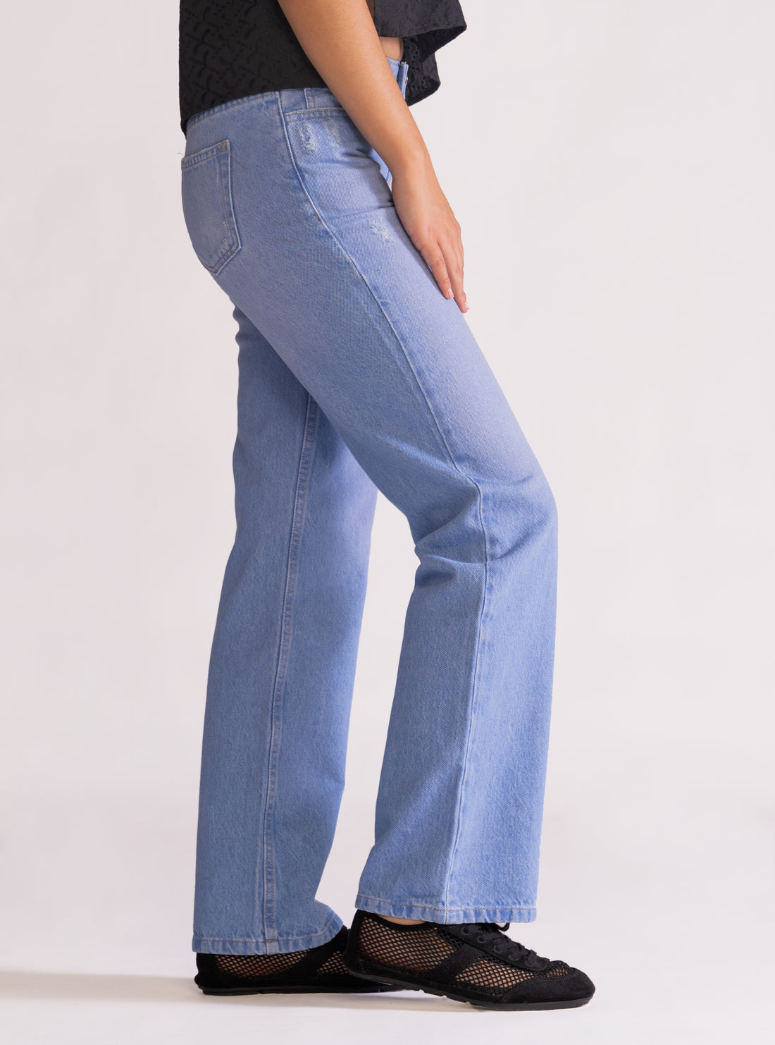 Y2K Straight Jeans, Low Waist, Celeste